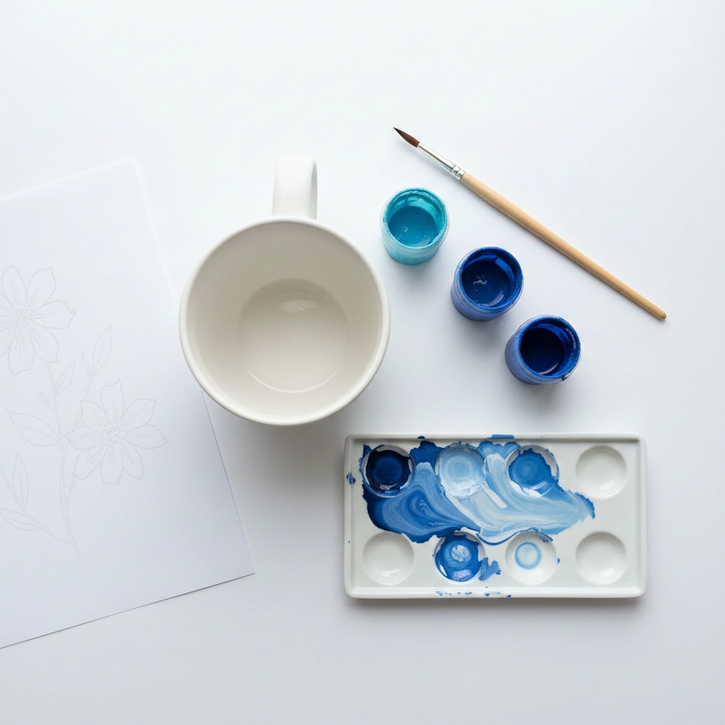 keramicheskaya-kruzhka-i-kraski-s-kistochkoj-gzel38ru