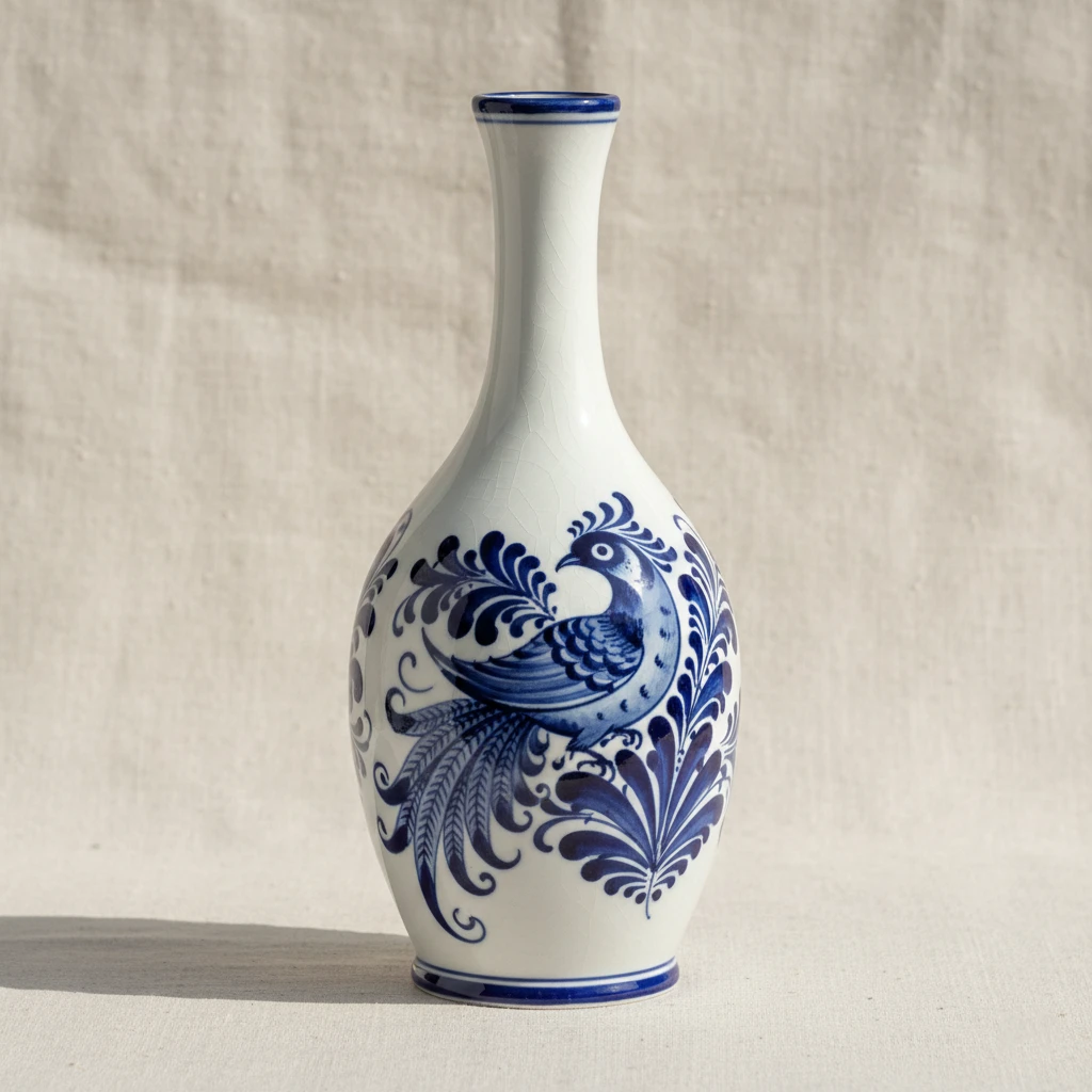 кувшин с гжельской росписью в виде птицы